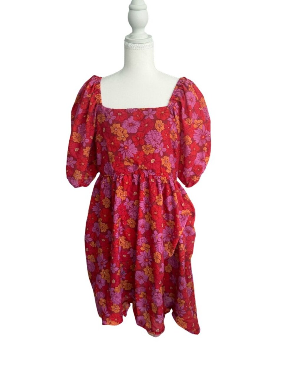 BALTIC BORN Red Floral Smocked Sundress Size XL